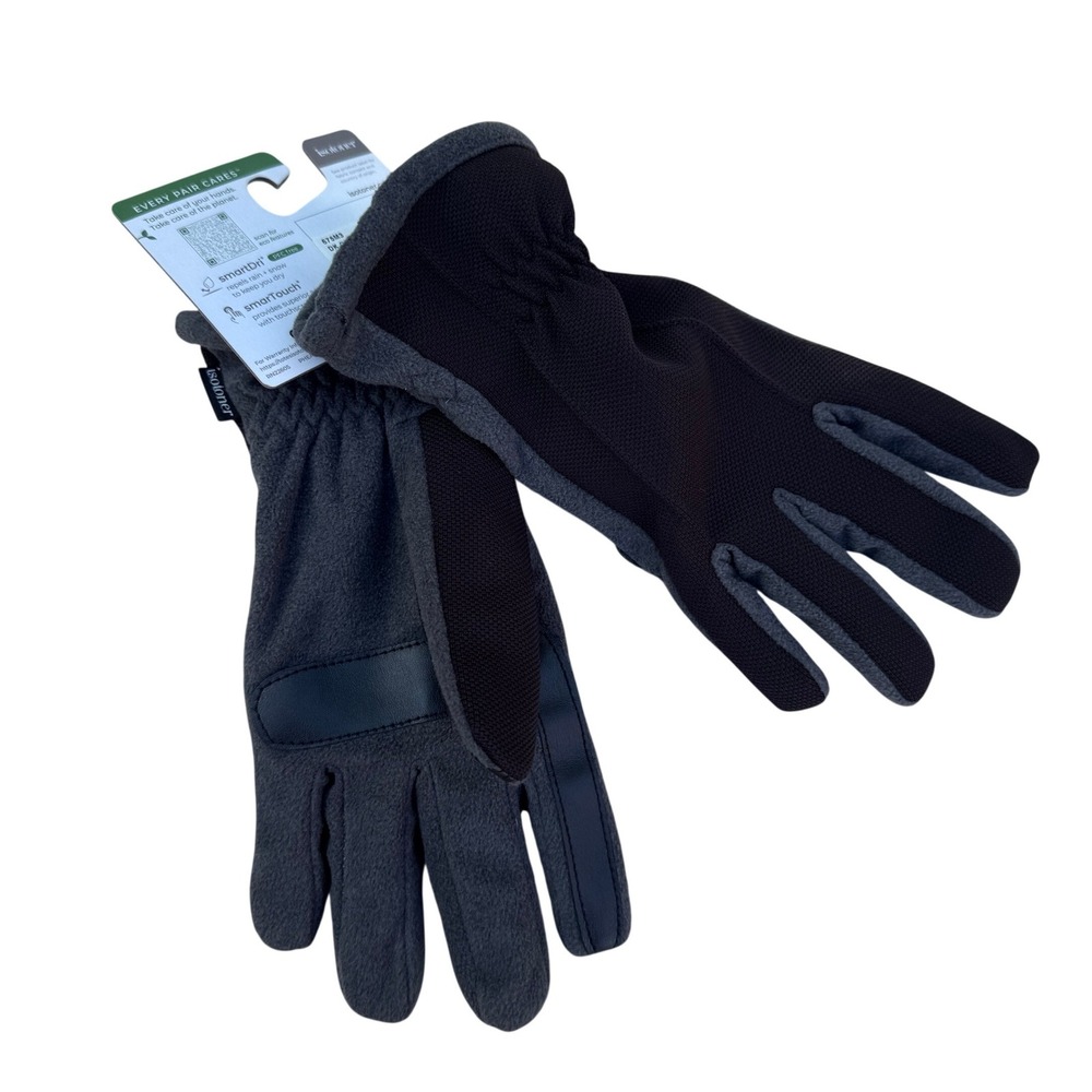 Isotoner Mens smartDri smartTouch Gloves Dark Charcoal Gray Eco Comfort LG 675M3